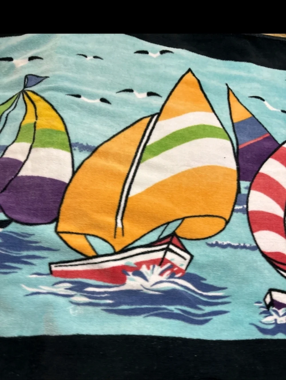 Multicolor Sailboat Print Beach Towel